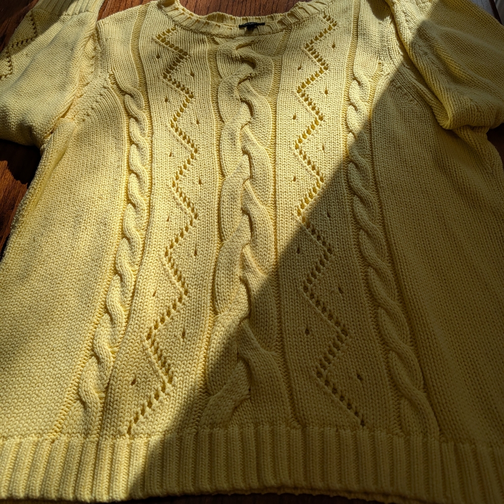Talbots Autumn 🍁 Yellow Cable Knit Sweater XL NWT